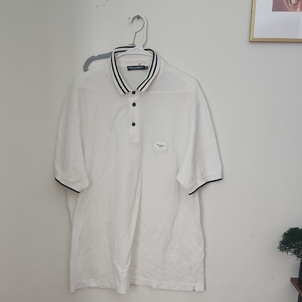 Dolce & Gabbana White Polo Shirt with Black Details